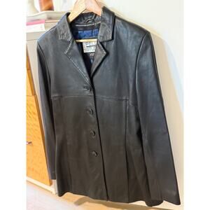 Vintage Pelle Studio Wilsons Black Leather Blazer Jacket Womens Large ✨‎
